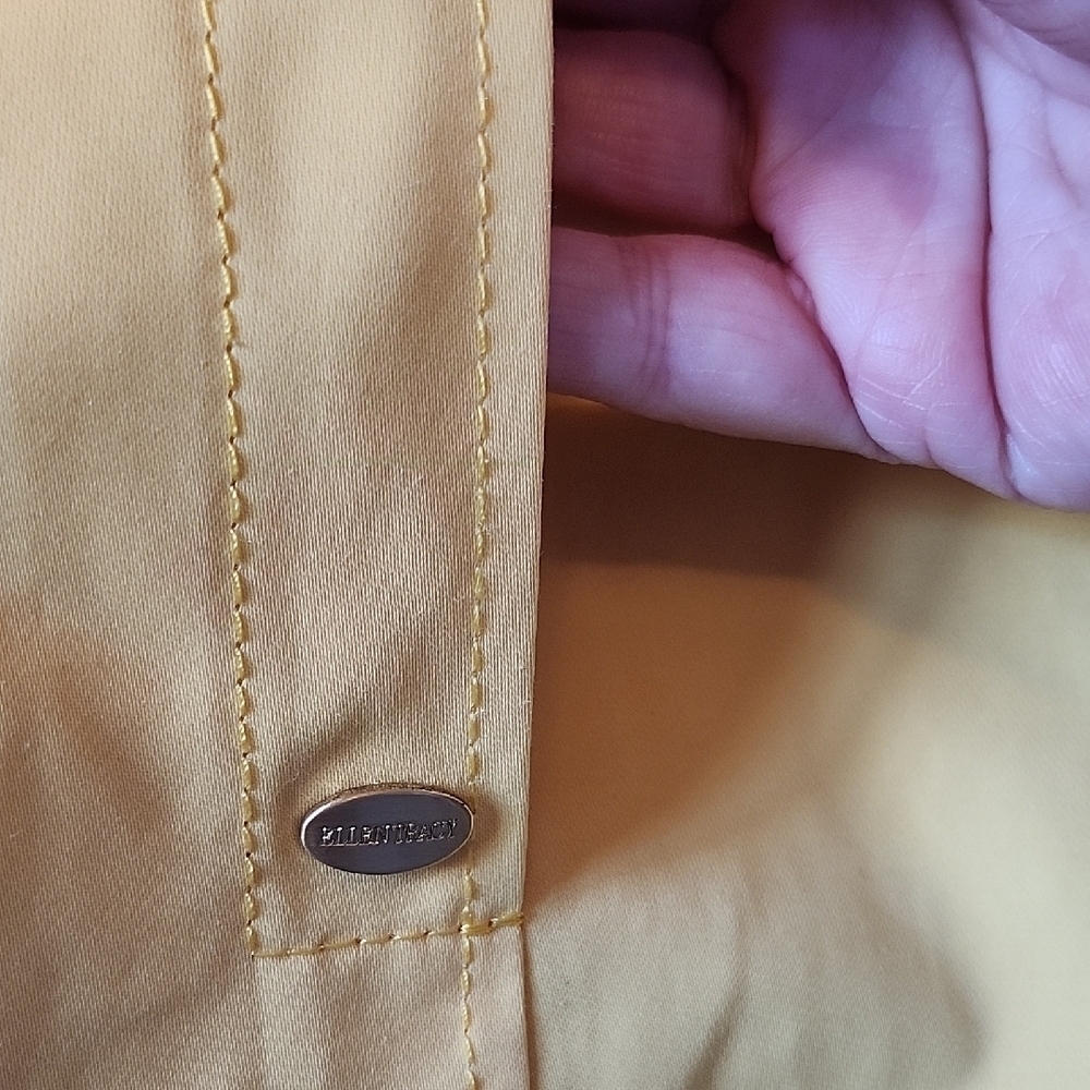 Ellen Tracy Yellow Belted Women's Lined Lightweight Jacket Button Closure Size M - Picture 4 of 10